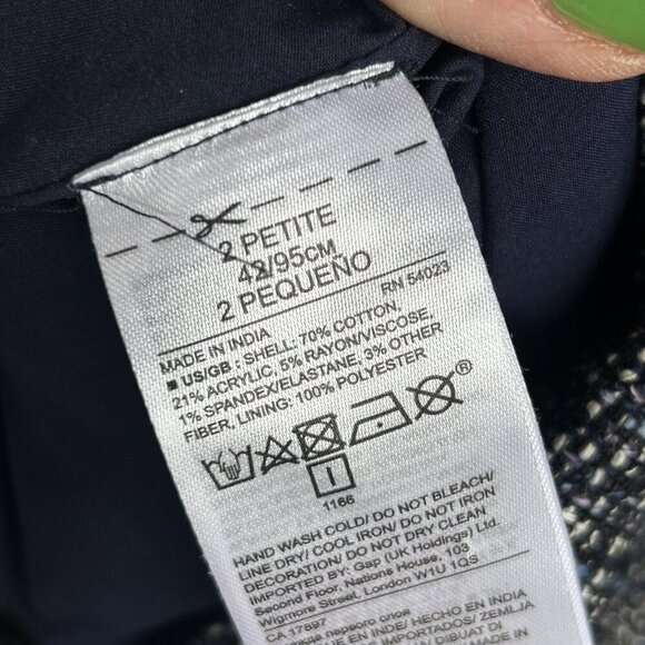 Banana Republic Navy Blue Tweed Embellished Harper Peplum Top Size 2P - Picture 3 of 9